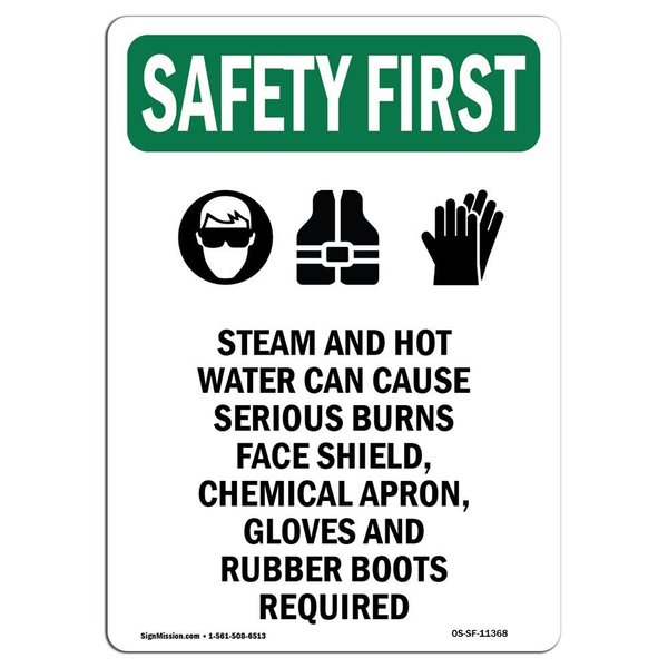 Signmission OSHA Sign, Steam And Hot Water, 18in X 12in Aluminum, 12" W, 18" H, Portrait, OS-SF-A-1218-V-11368 OS-SF-A-1218-V-11368